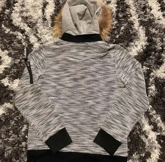 In The Attic Homme Japanese Brand Multi-Layered Knit Faux Fur Hoodie Jacket - Picture 4 of 8